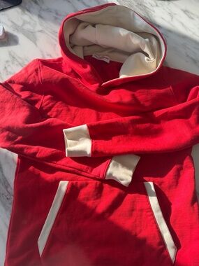 Orlebar Brown Red Hoodie with Cream Lining